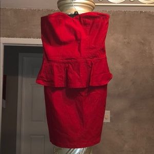 Red peplum mini dress